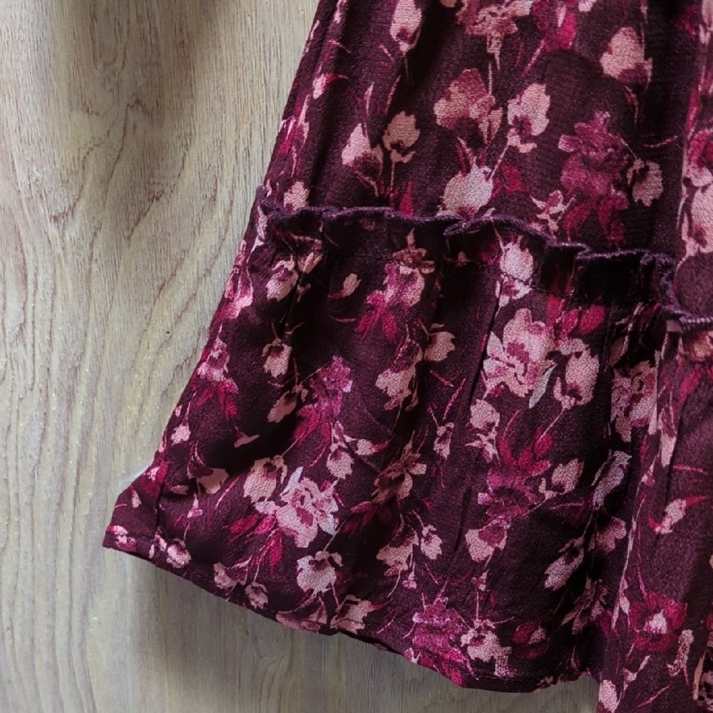 Chelsea and Violet girls Burgundy/Pink Floral print dress size 16 - Picture 6 of 12